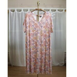 Nicole Miller Pink Botanical Casual Stretch Midi Dress